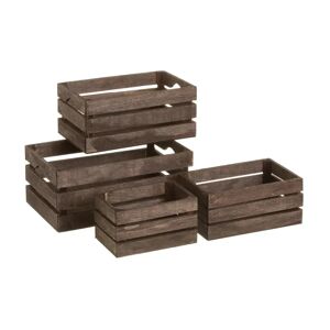 LOLAhome Set de 4 cajas organizadoras de madera marrón oscuro