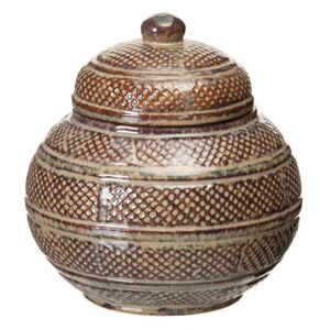 LOLAhome Tibor franjas de cerámica marrón de Ø 17x17 cm