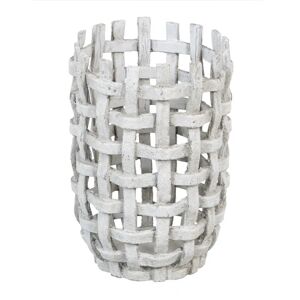 LOLAhome Jarrón cesta de cerámica blanco de Ø 19x26 cm