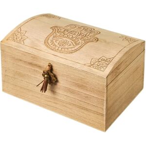 LOLAhome Caja cofre mano de madera natural de 24x17x14 cm