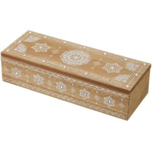 LOLAhome Caja mandala natural de 3 compartimentos de madera de 24x9x6 cm