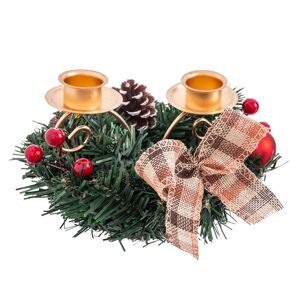 LOLAhome Centro de Mesa de Navidad Verde con 2 portavelas de Ø 15 cm