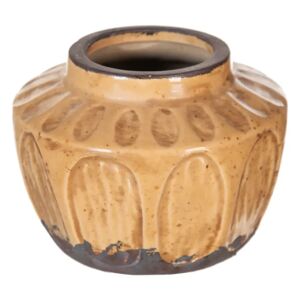 LOLAhome Jarrón vasija envejecido de cerámica marrón de Ø 11x8 cm
