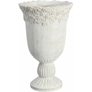 LOLAhome Macetero de flores con pedestal de cemento blanco de Ø 31x47 cm