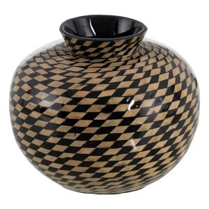 LOLAhome Jarrón vasija mosaico negro y natural de bambú de Ø 26x22 cm