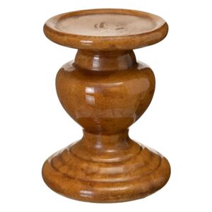 LOLAhome Portavelas pedestal marrón de cerámica de Ø 11x13 cm