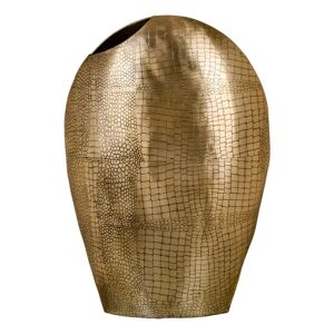 LOLAhome Jarrón craquelado ovalado de metal dorado de 37x15x55 cm