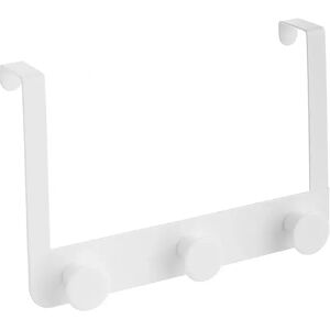 LOLAhome Percha puerta 3 colgadores blanco de metal y ABS de 30x20 cm