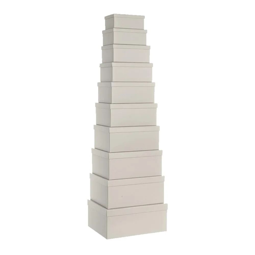 LOLAhome Set de 10 cajas organizadoras de cartón forradas con papel gris