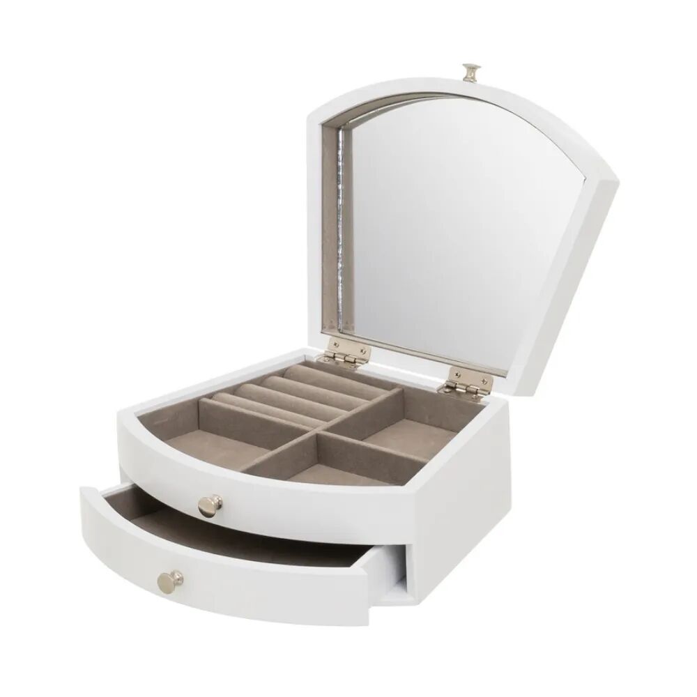 LOLAhome Joyero con espejo y 1 cajón blanco de 21x17x9 cm