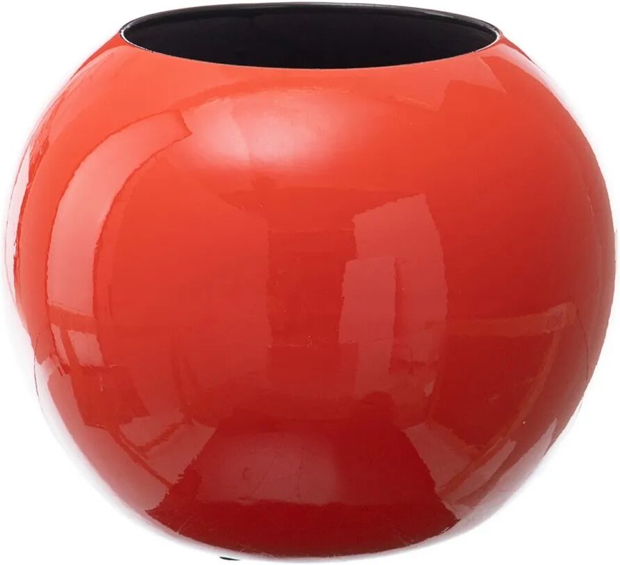 LOLAhome Jarrón bola de cerámica rojo naranja de Ø 24x20 cm