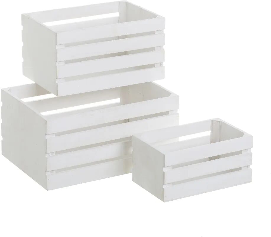 LOLAhome Set de 3 cajas organizadoras de madera blancas