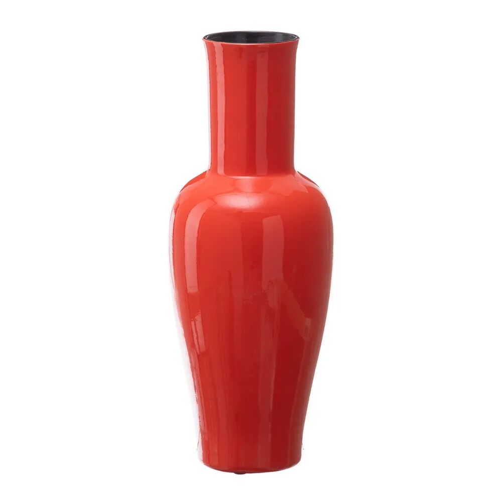 LOLAhome Jarrón florero de cerámica rojo naranja de Ø 18x46 cm