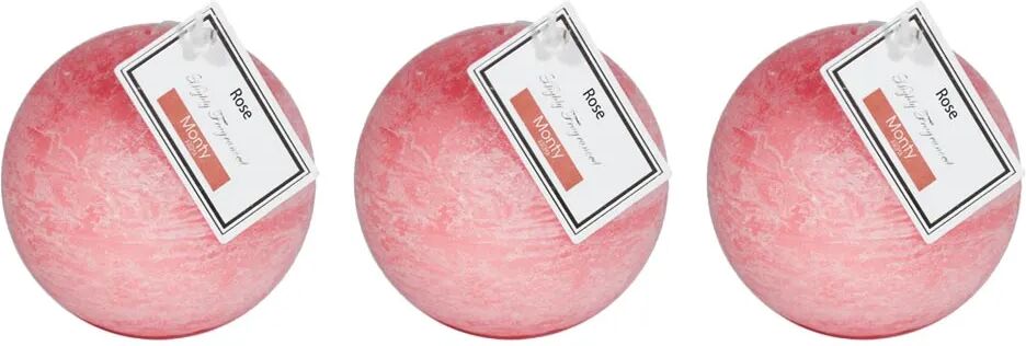 LOLAhome Set de 3 velas perfumadas bola aroma rosas de parafina de Ø 9 cm