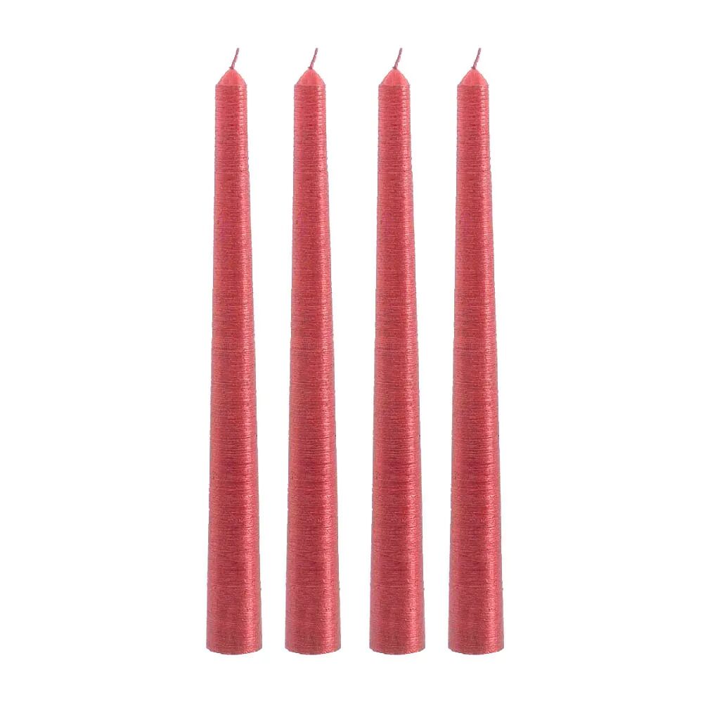 LOLAhome Set de 12 velas de Navidad cónicas rojo metalizado de parafina de Ø 1,8x25 cm