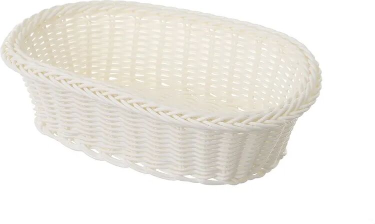 LOLAhome Cesta de polietileno blanca trenzada oval de 25x16x7 cm