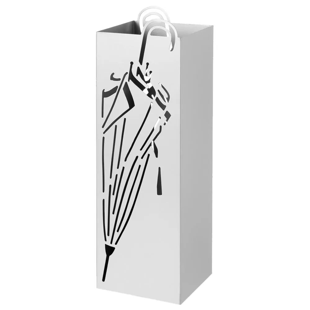 LOLAhome Paragüero plateado de metal con tallado de paraguas de 15x15x49 cm