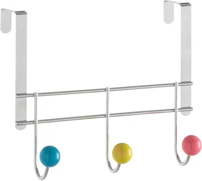 LOLAhome Percha de puerta con 3 colgadores multicolor de metal de 24x12x20 cm