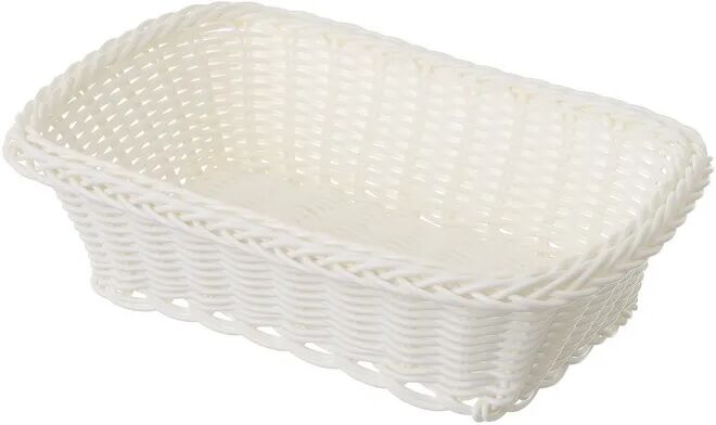 LOLAhome Cesta de polietileno blanca trenzada rectangular de 24x17x7 cm