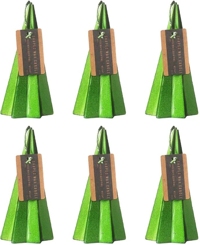 LOLAhome Set de 6 velas de Navidad pirámide verde metalizado de parafina de Ø 5,5x11 cm