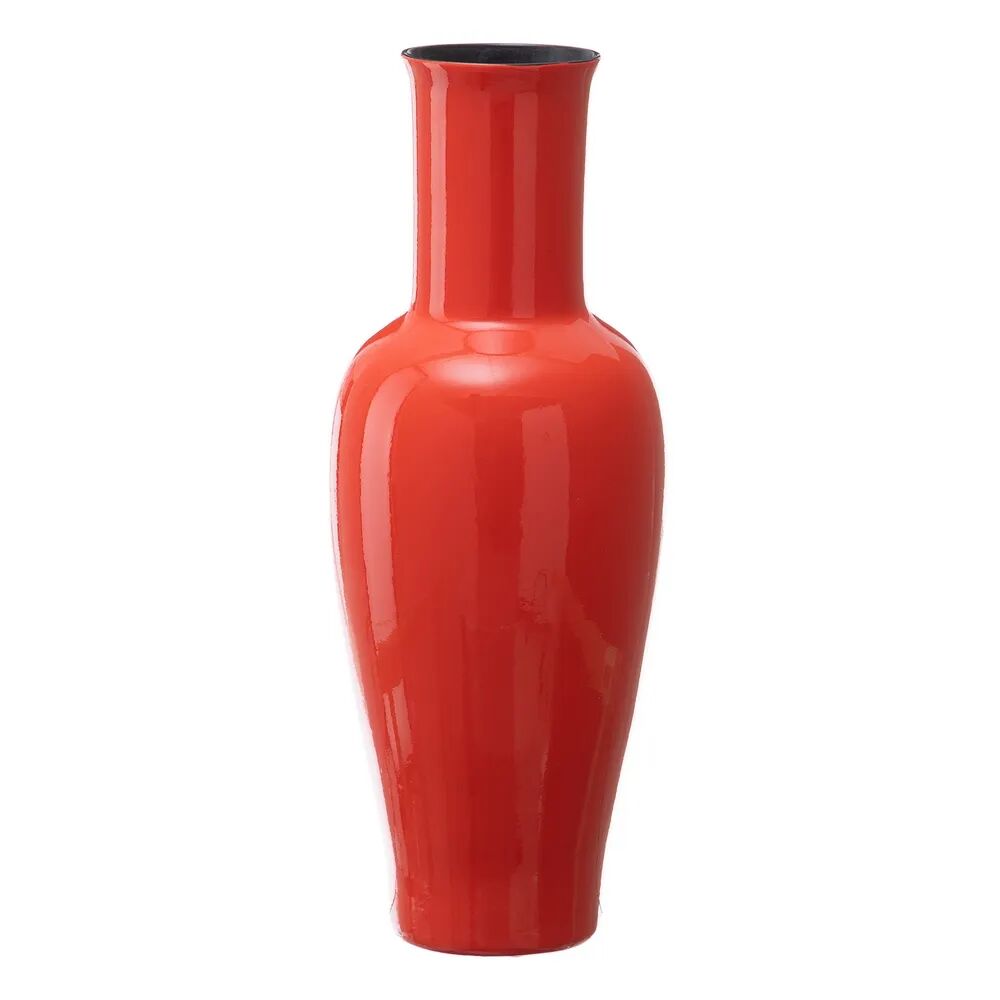 LOLAhome Jarrón florero de cerámica rojo naranja de Ø 21x52 cm