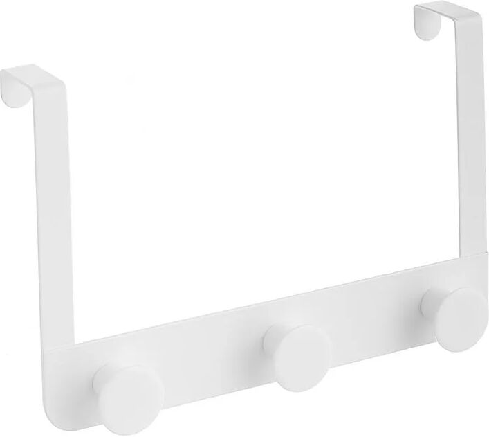 LOLAhome Percha puerta 3 colgadores blanco de metal y ABS de 30x20 cm