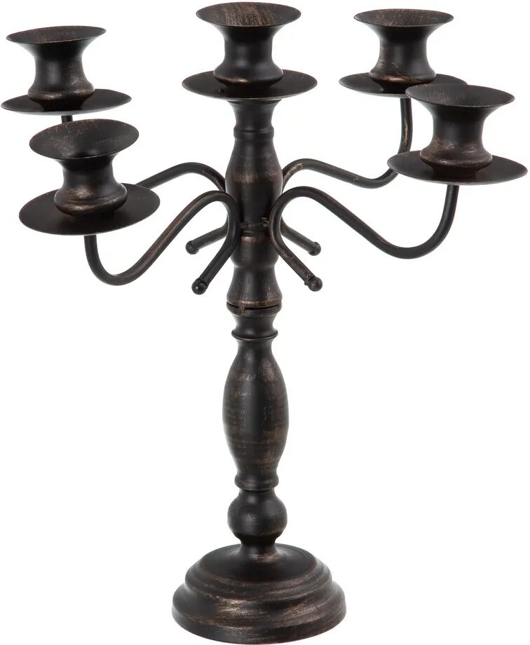 LOLAhome Candelabro envejecido negro de metal de 42x42x42 cm