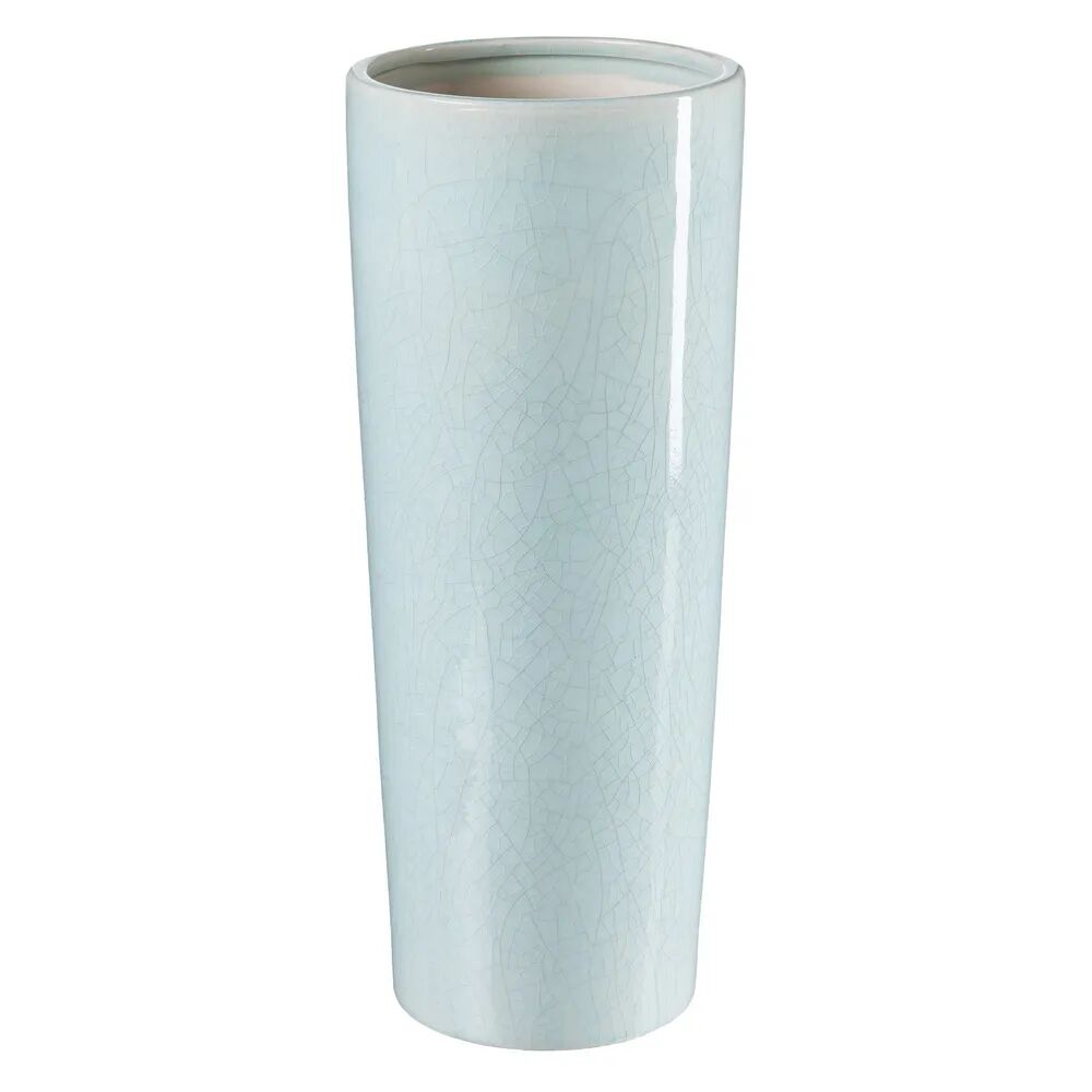 LOLAhome Jarrón cilíndrico de cerámica azul de Ø 16x40 cm