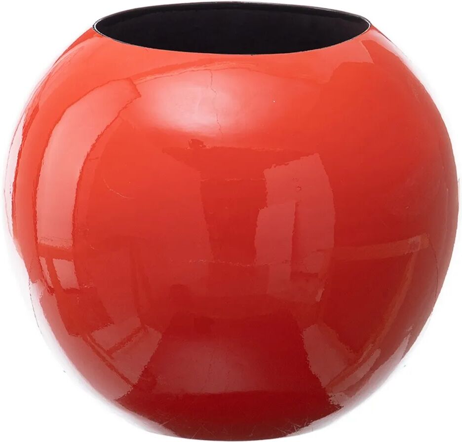 LOLAhome Jarrón bola de cerámica rojo naranja de Ø 27x23 cm