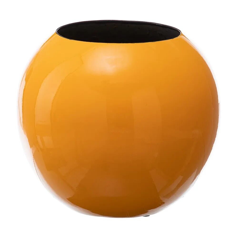 LOLAhome Jarrón bola de cerámica amarillo de Ø 24x20 cm