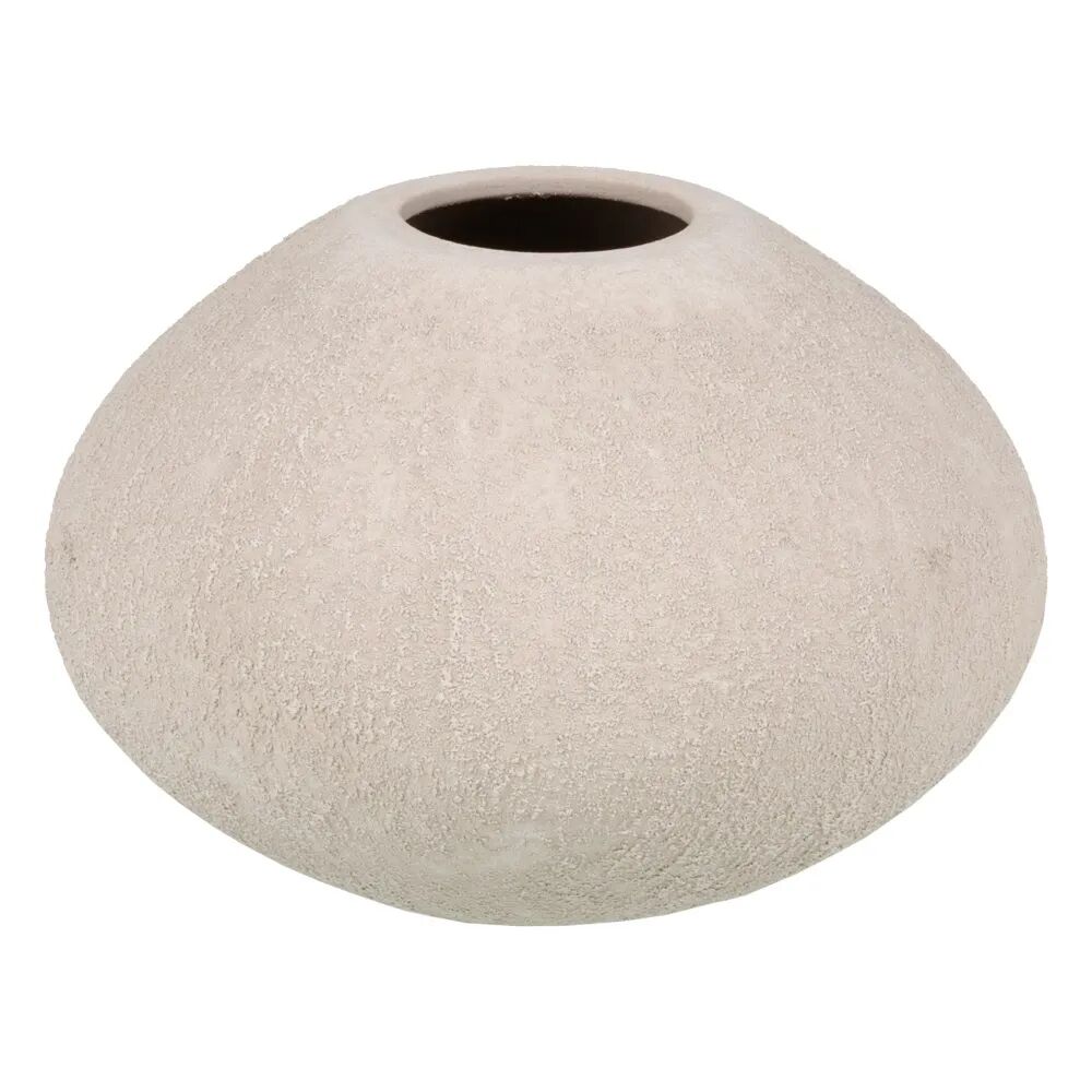 LOLAhome Jarrón vasija textura de cerámica beige de Ø 24x17 cm