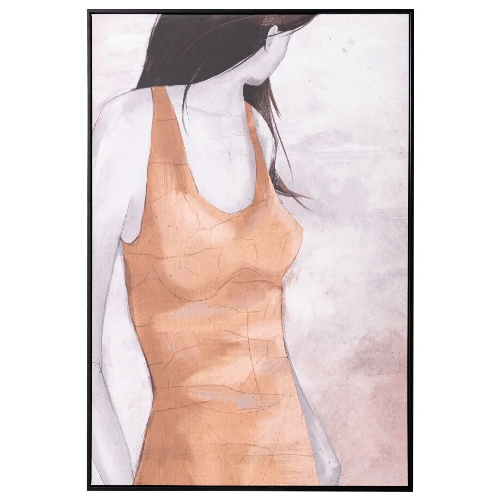 LOLAhome Lienzo de mujer fotoimpreso de madera naranja de 122x82 cm