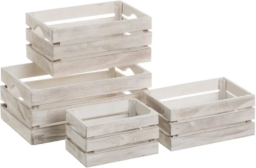 LOLAhome Set de 4 cajas organizadoras de madera gris