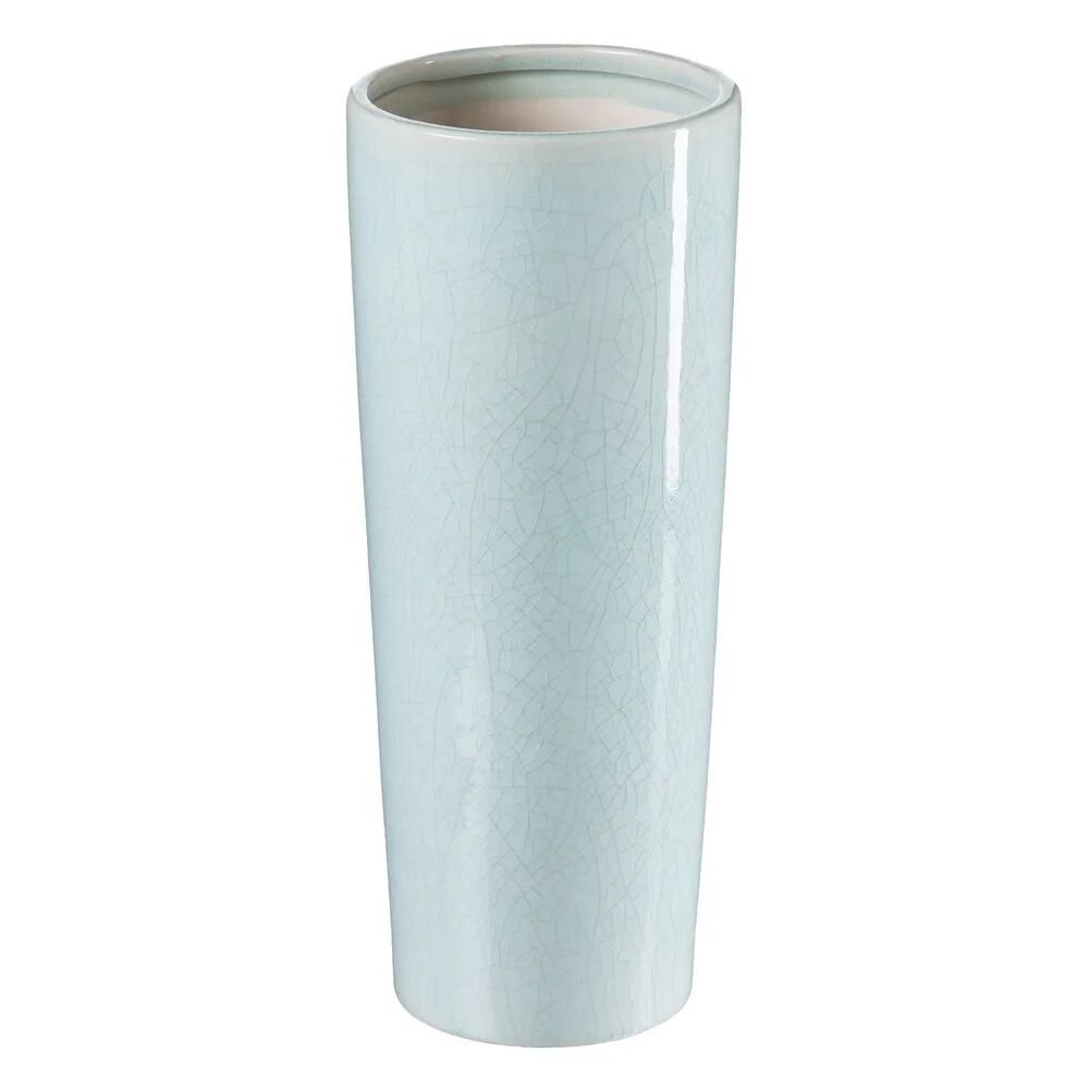 LOLAhome Jarrón cilíndrico de cerámica azul de Ø 13x33 cm