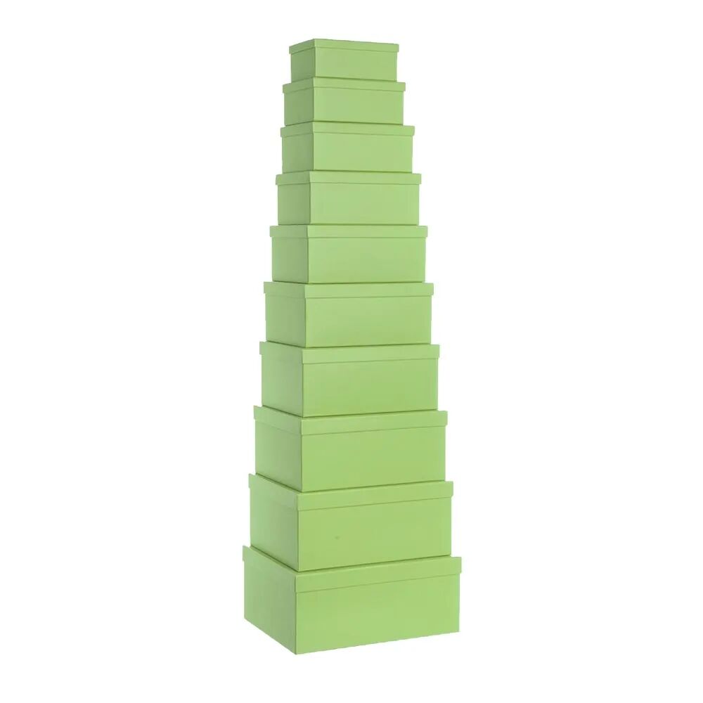 LOLAhome Set de 10 cajas organizadoras de cartón forradas con papel verde