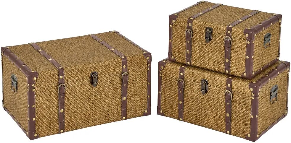 LOLAhome Set de 3 baúles de viaje  marrones y beige