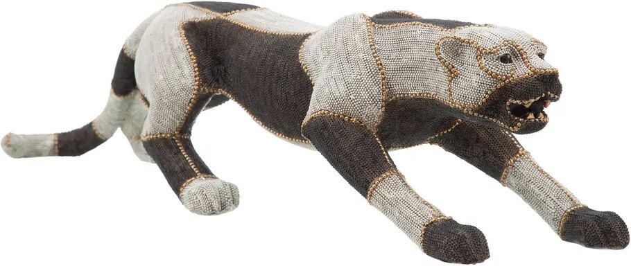 LOLAhome Figura de leopardo de resina blanca y negra de 82x23x21 cm