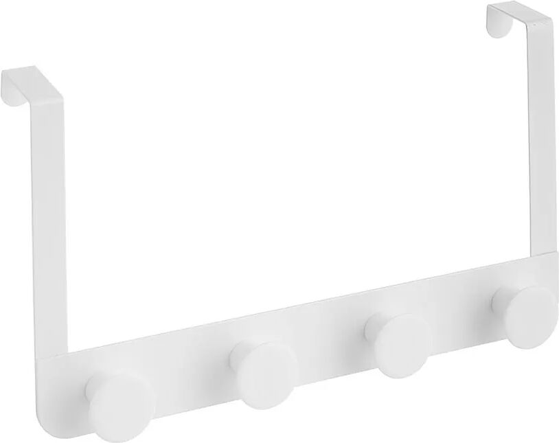 LOLAhome Percha puerta 4 colgadores blanco de metal y ABS de 35x20 cm