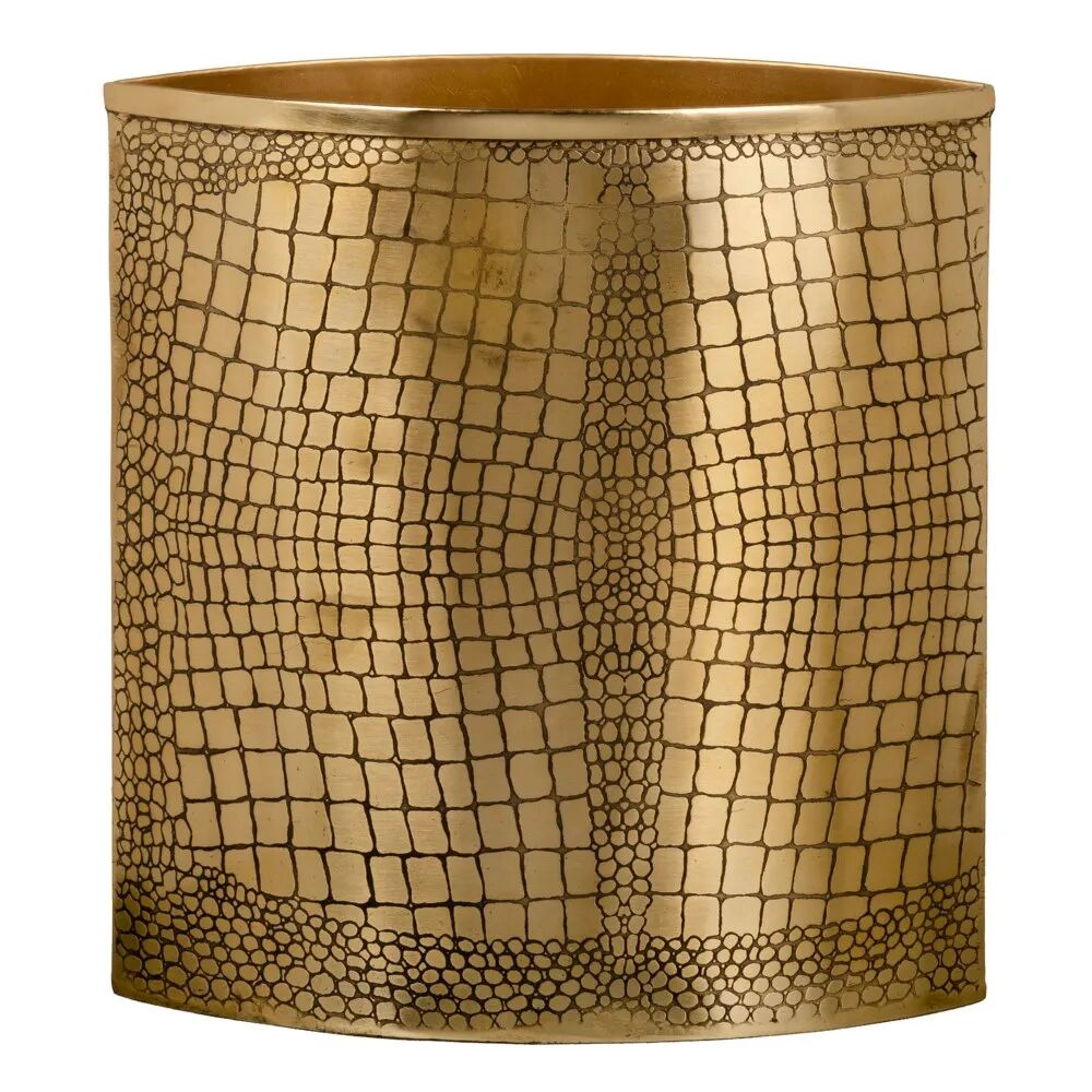 LOLAhome Jarrón craquelado cilíndrico de metal dorado de Ø 28x29 cm