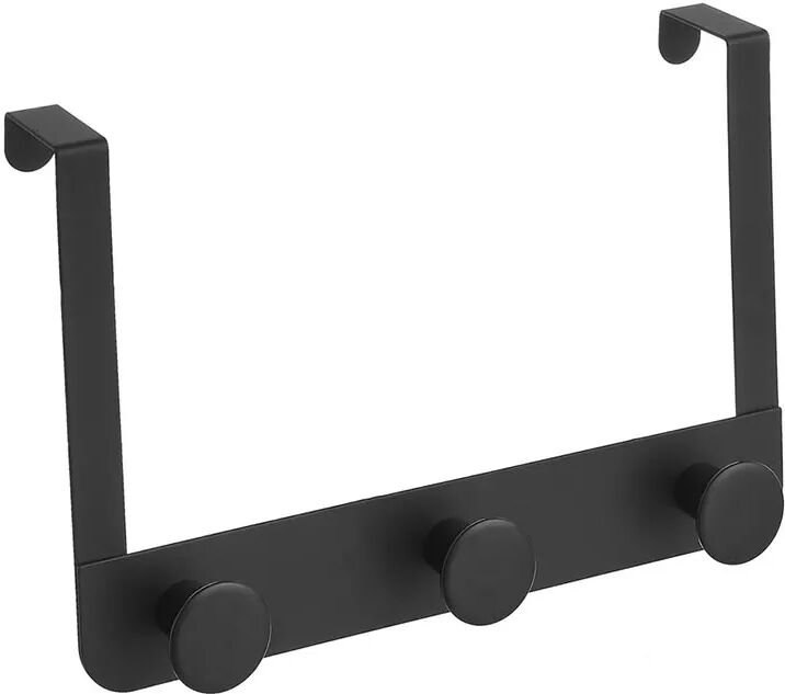 LOLAhome Percha puerta 3 colgadores negro de metal y ABS de 30x20 cm