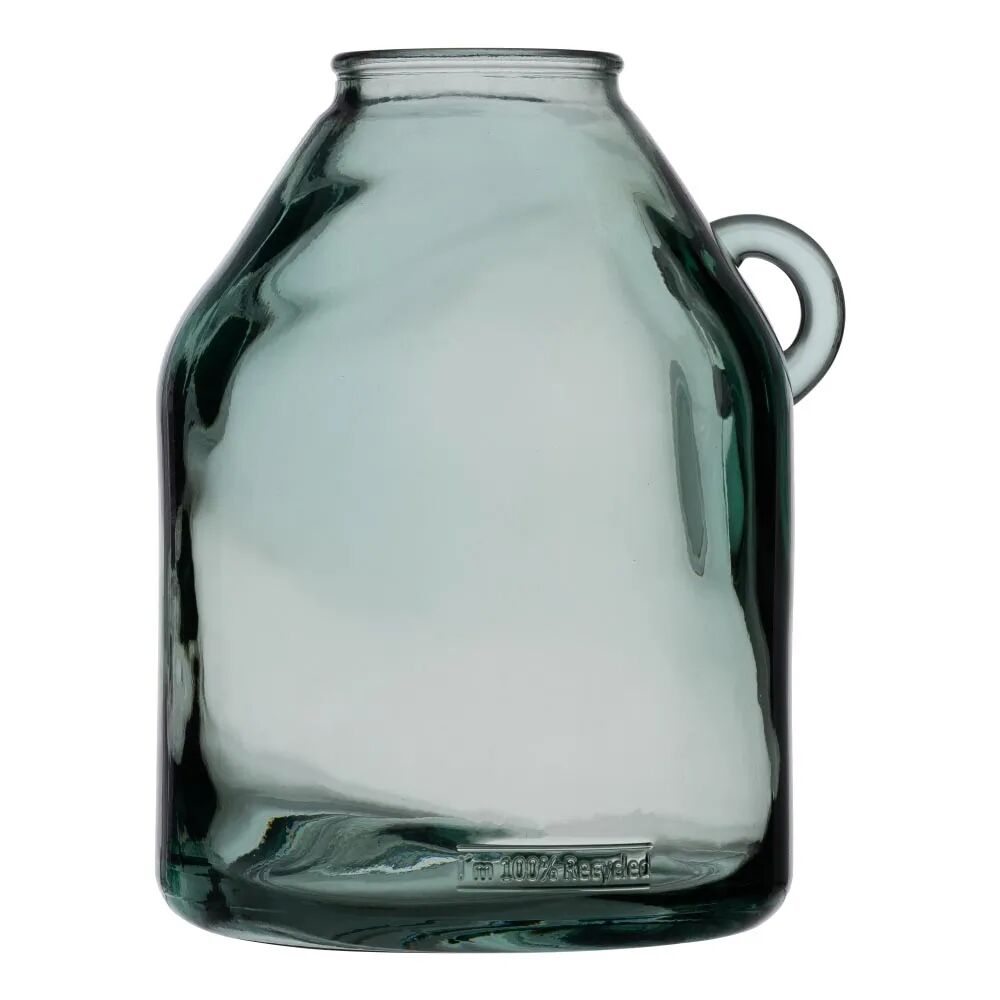 LOLAhome Jarrón garrafa de vidrio reciclado verde de Ø 21x25 cm