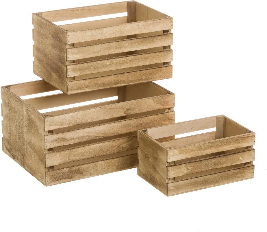 LOLAhome Set de 3 cajas organizadoras de madera natural