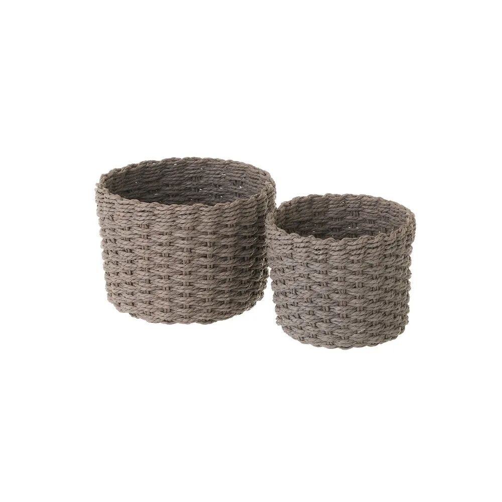 LOLAhome 2 cestas de fibra de papel grises redonda