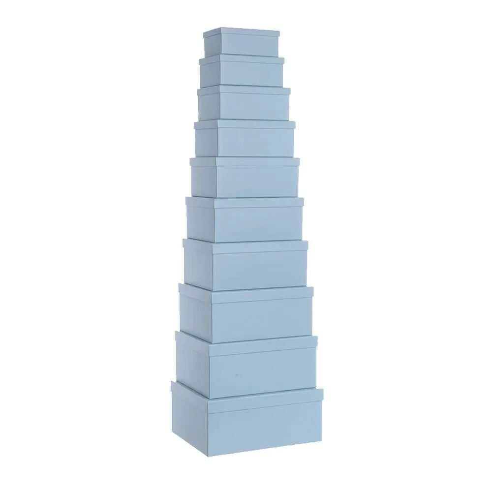 LOLAhome Set de 10 cajas organizadoras de cartón forradas con papel azul claro