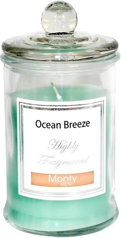 LOLAhome Vela perfumada turquesa aroma Ocean Breeze de parafina con tarro de cristal de Ø 9,5x17 cm