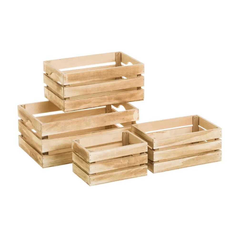LOLAhome Set de 4 cajas organizadoras de madera natural claro