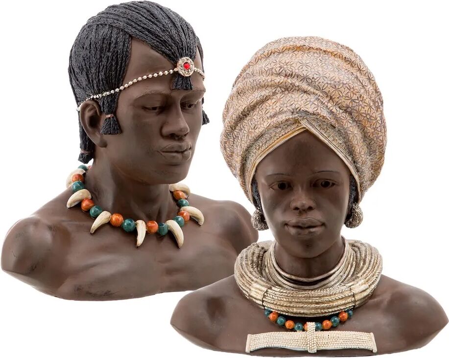 LOLAhome 2 figuras de africanos de resina marrón