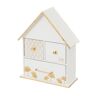 LOLAhome Caja casa de hojas de madera blanca y dorada de 23x10x29 cm