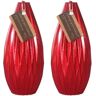 LOLAhome Set de 2 velas de Navidad lágrima rojo metalizado de parafina de Ø 6,7x15 cm