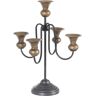 LOLAhome Candelabro con 5 brazos envejecido negro y dorado de metal de Ø 27x44 cm